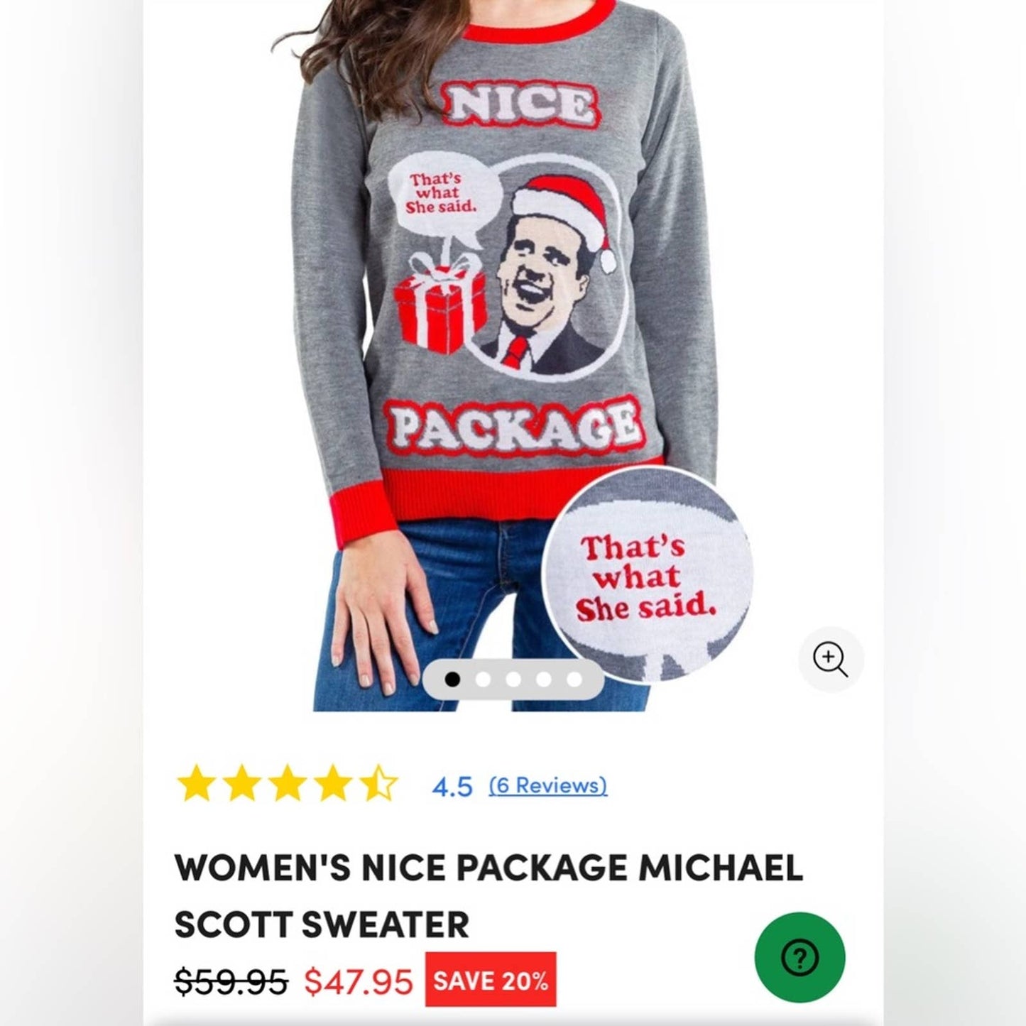 WOMEN'S NICE PACKAGE MICHAEL SCOTT SWEATER SZ MED