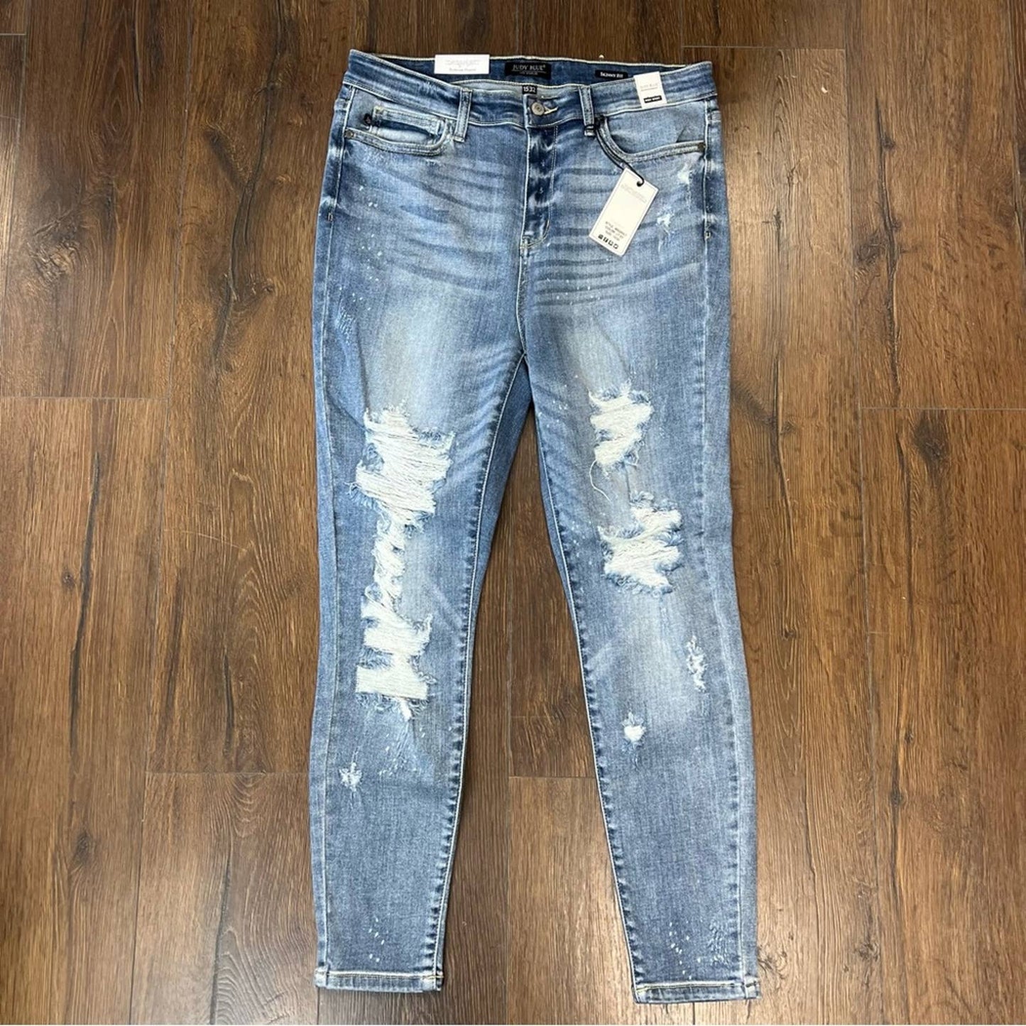 🆕 Judy Blue Evanston Bleach Destroyed High Rise Skinny SZ 15/32