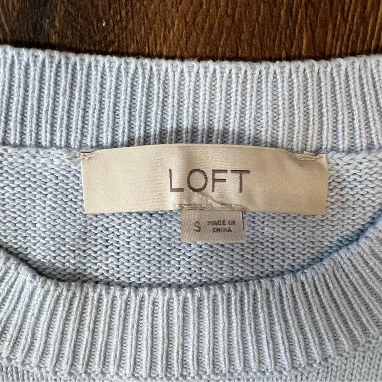 LOFT blue dip dye puff sleeve sweater SZ SM