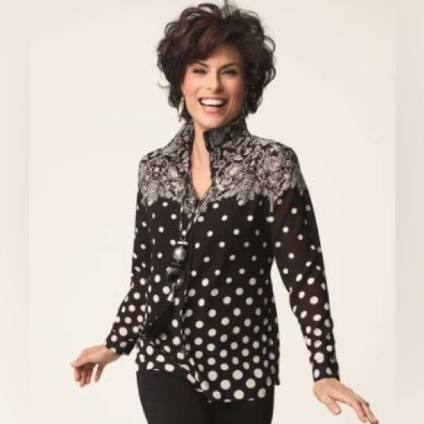 Chicos Dot Gradiations Ninka Top SZ 2/LG