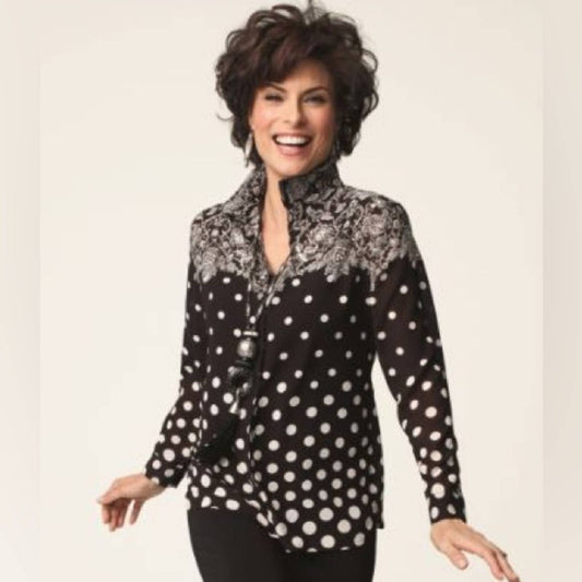 Chicos Dot Gradiations Ninka Top SZ 2/LG