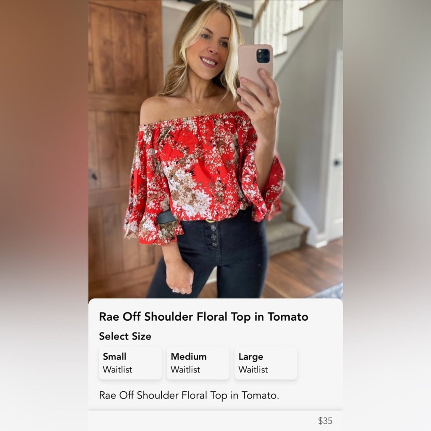 🆕 Rae Off Shoulder Floral Top in Tomato SZ LG