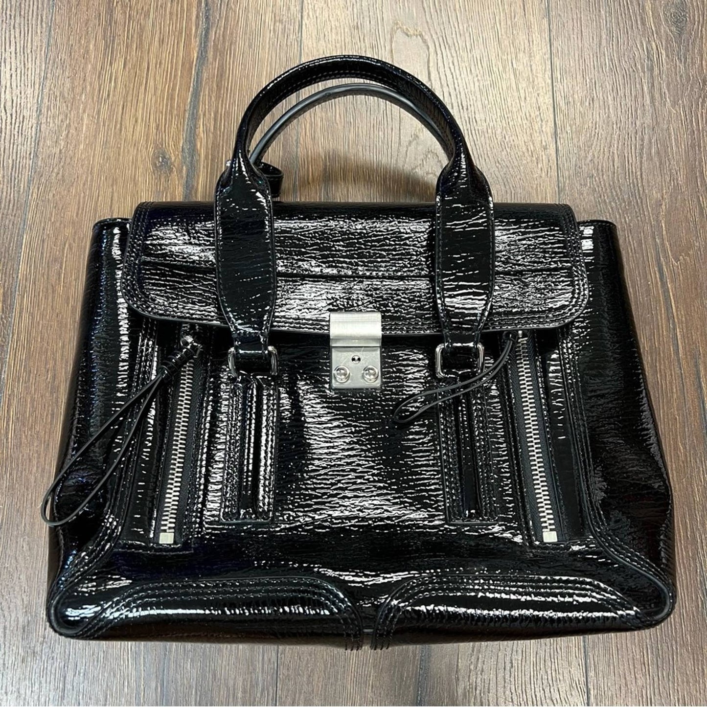 3.1 Phillip Lim Black Patent Leather Pashli Satchel