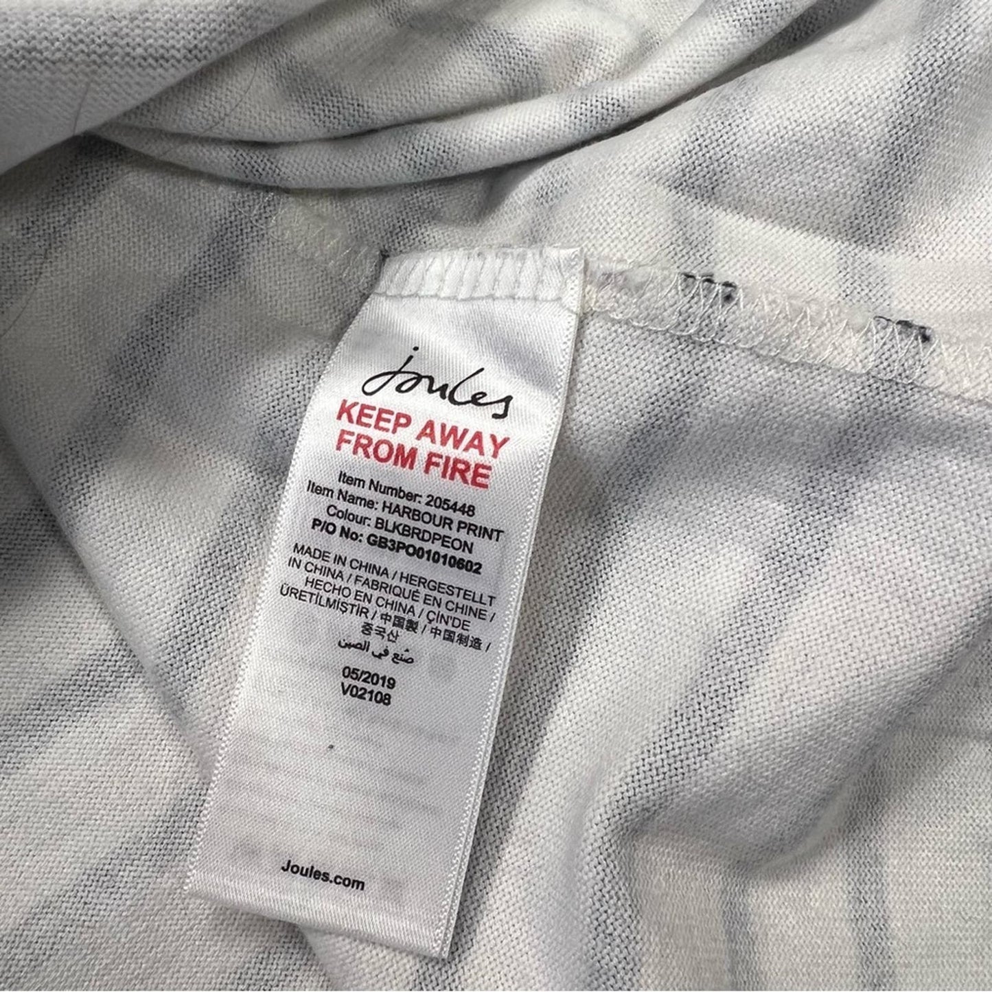 Joules Women's Harbour Peony Print Top - Black/White SZ 10