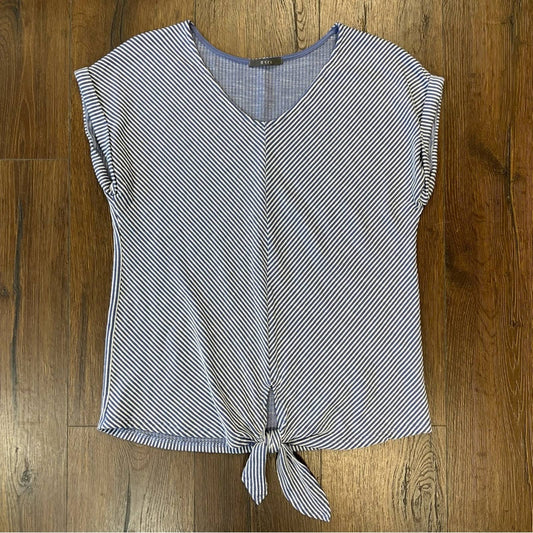 GYFT blue striped front tie top SZ MED