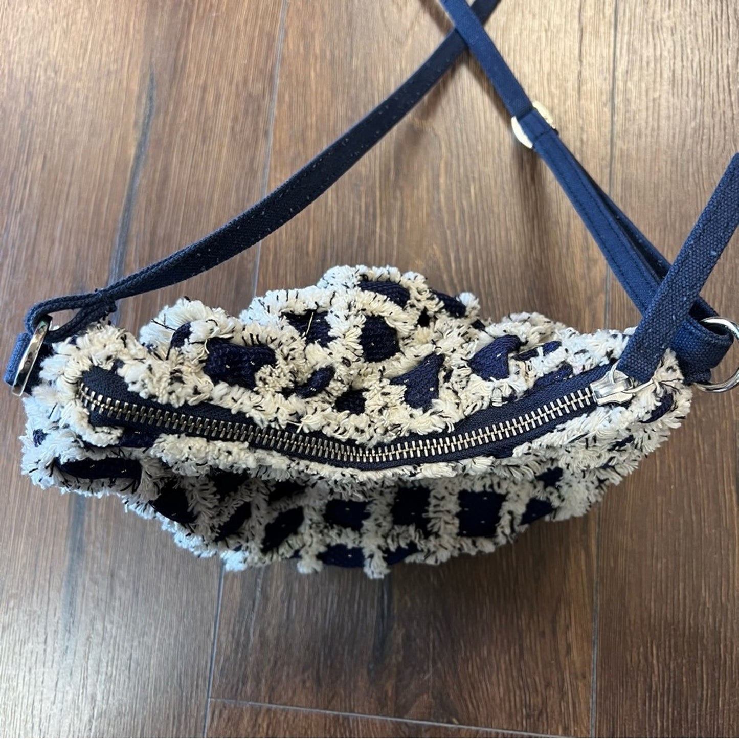 Free People Zamora Crossbody Bag Navy and Cream