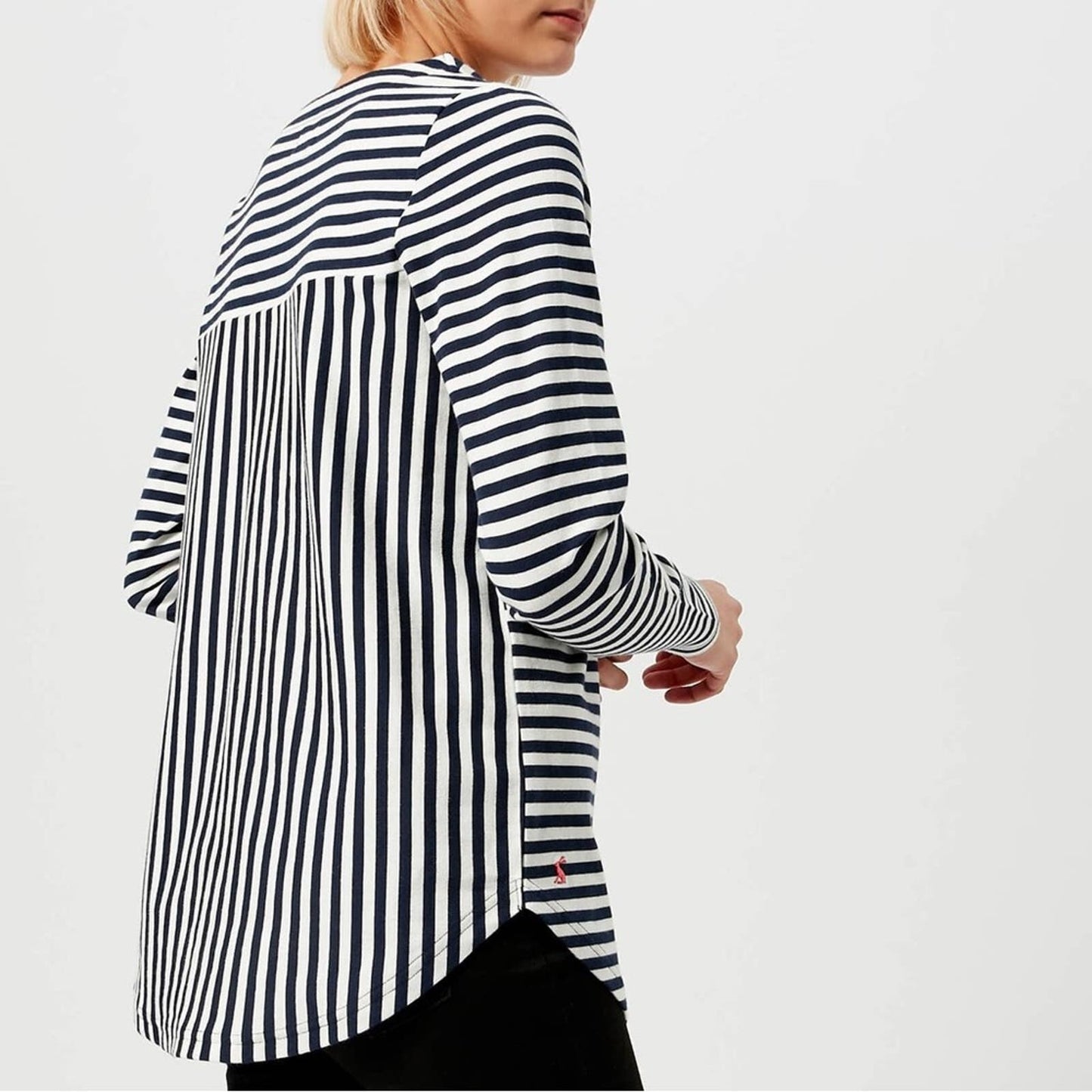 Joules Women's Lacey Lace Front Sweatshirt - French Navy Stripe SZ 6