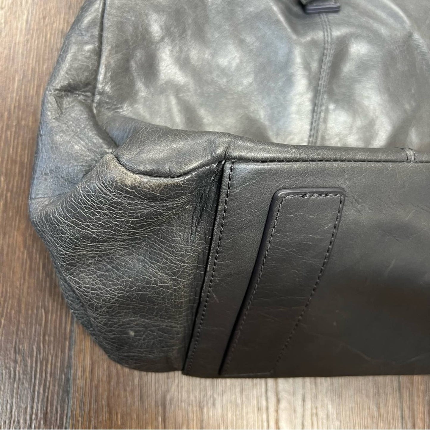 HOBO gray polished leather tote bag