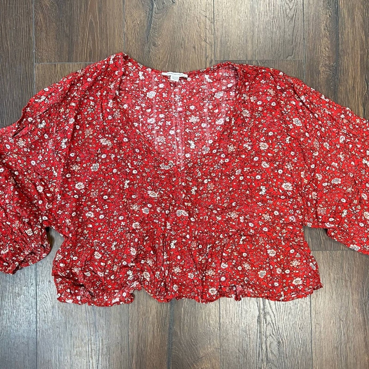 American Eagle cropped ballon sleeve shirt SZ XL