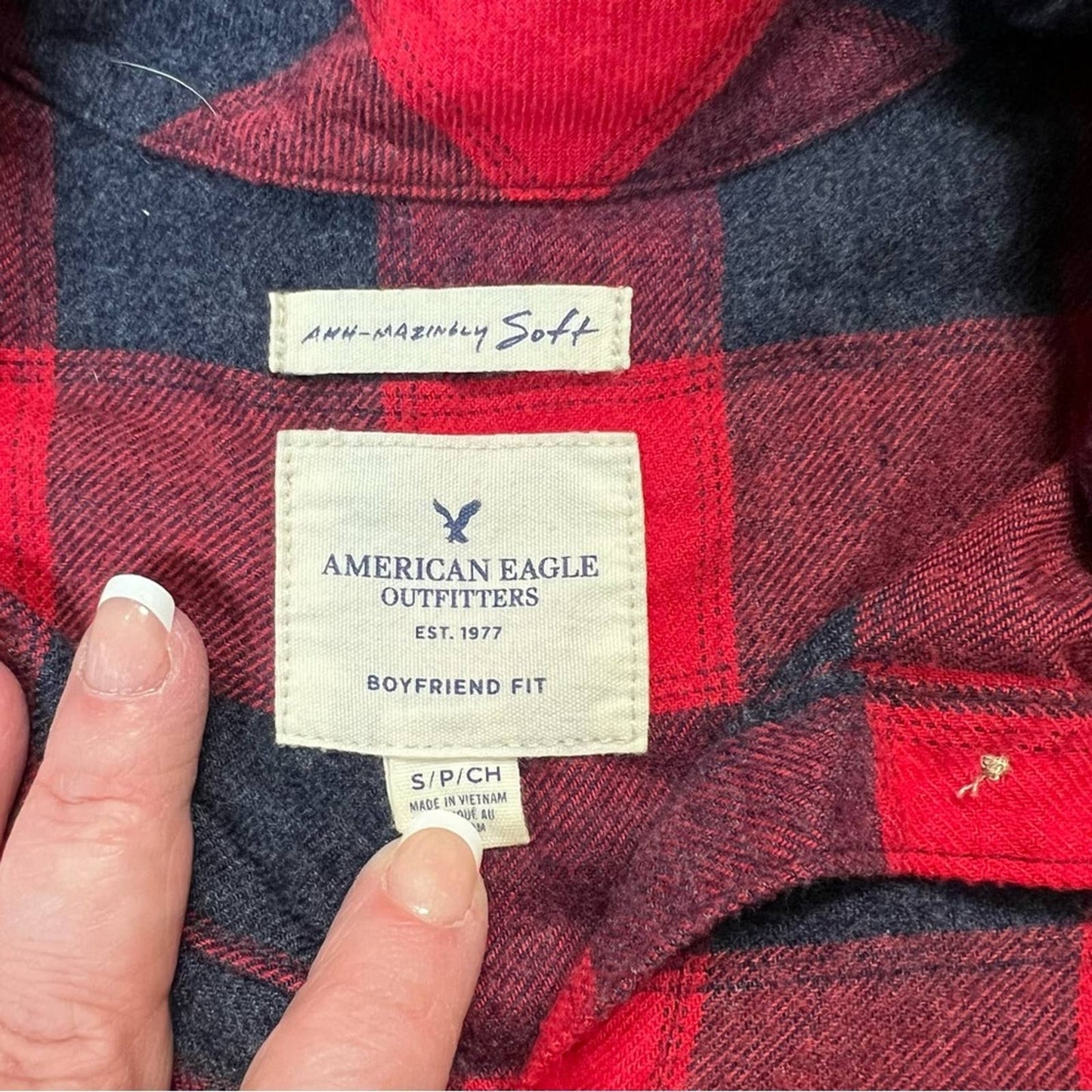 American Eagle Outfitters AE Ahh-mazingly Soft boyfriend flannel SZ SM