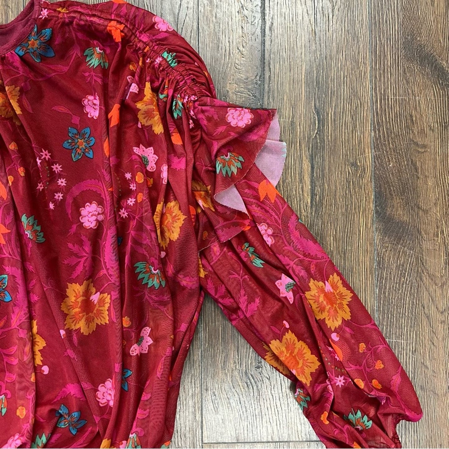 Free People Wildflower Honey Floral Blouse SZ SM