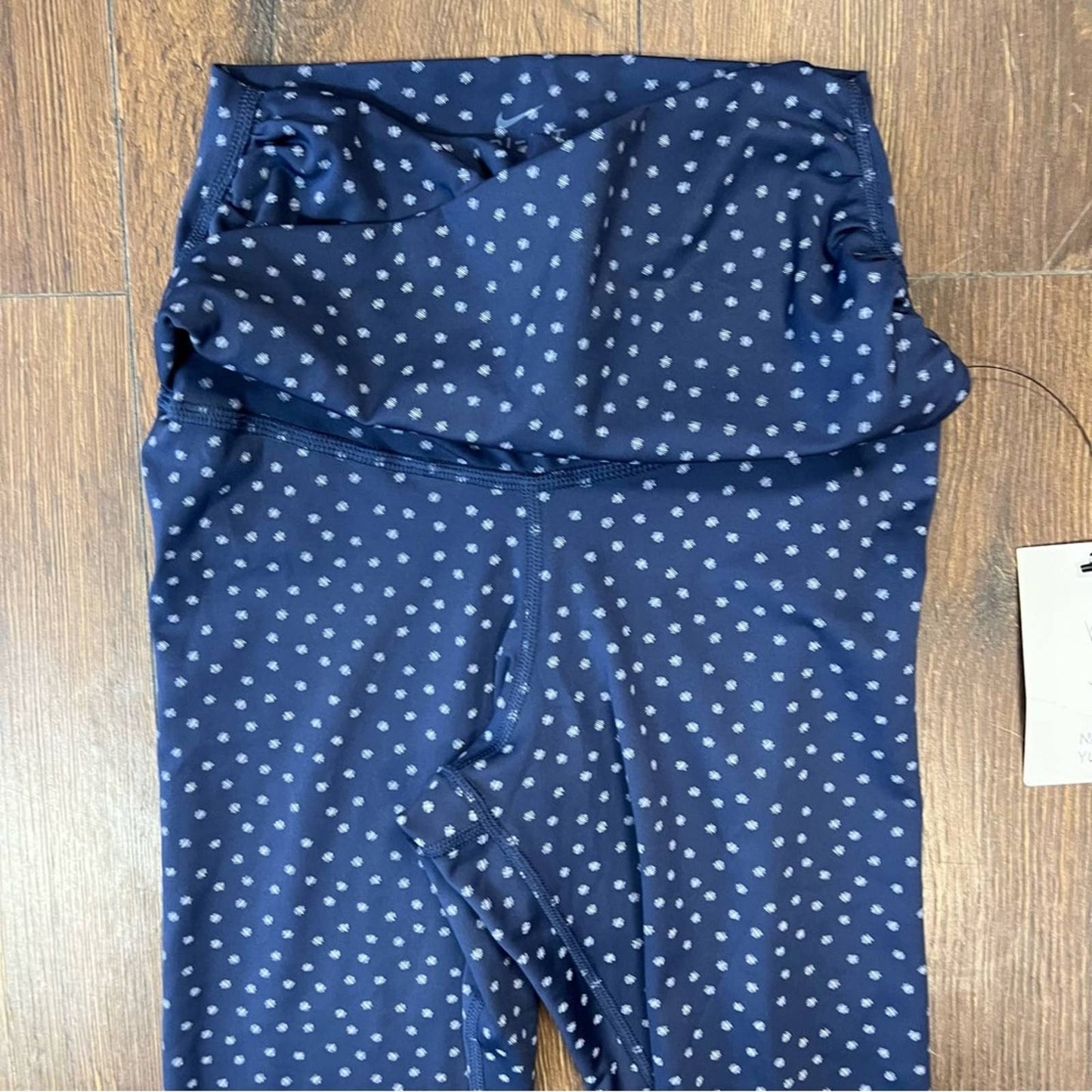 🆕 Nike Dri-fit Blue Yoga Polka Dots Printed Twist 7/8 Tight Leggings SZ XS