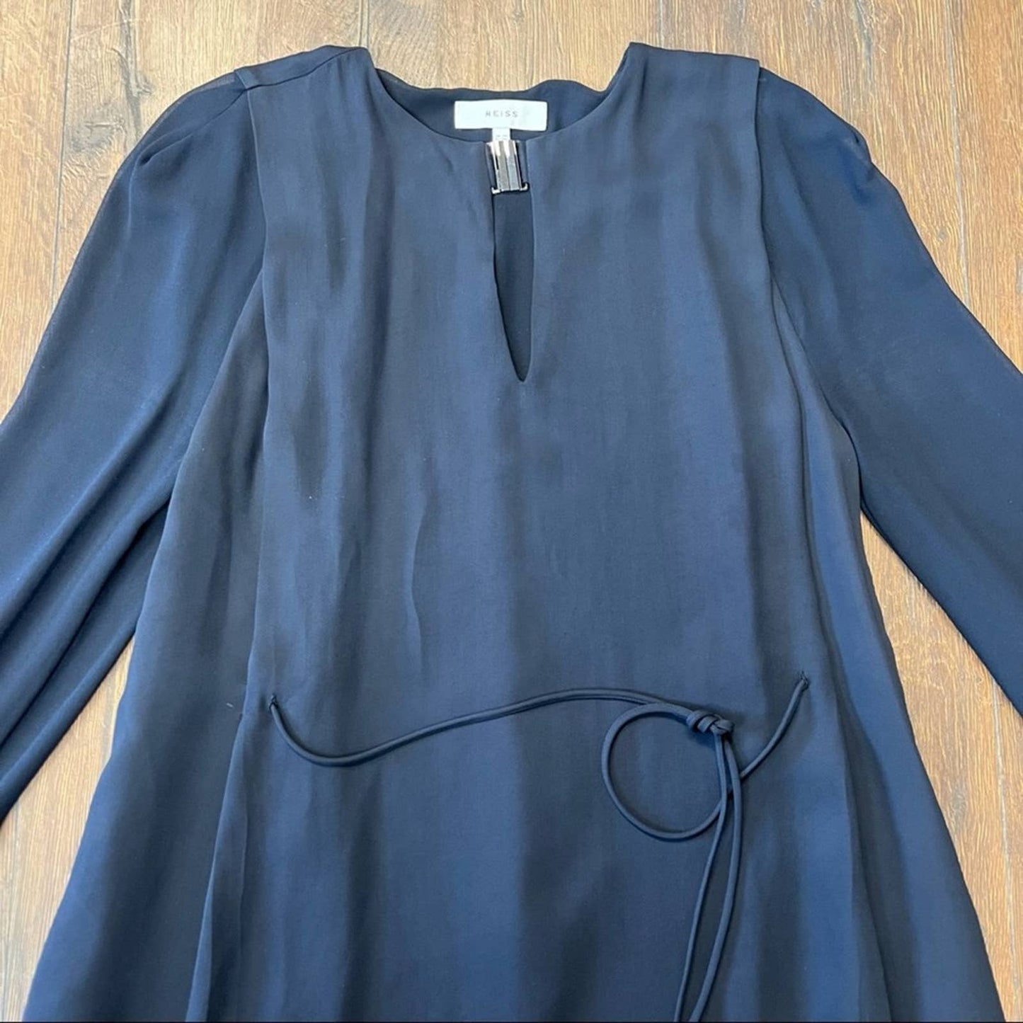 Reiss Women's Blue Leah-metal Trim Day Dress Navy SZ 6