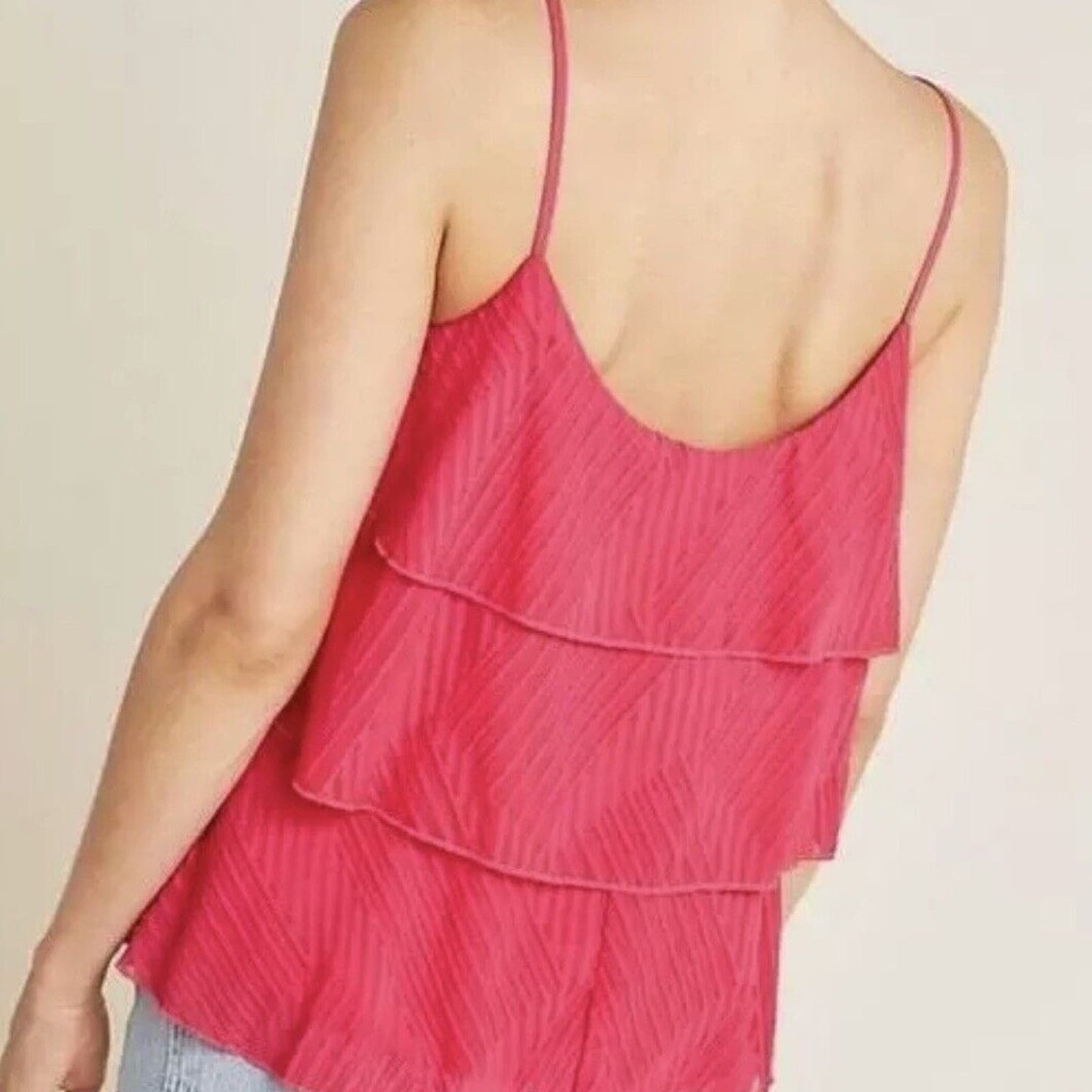 🆕 Anthropologie AMADI pink tiered tank SZ LG