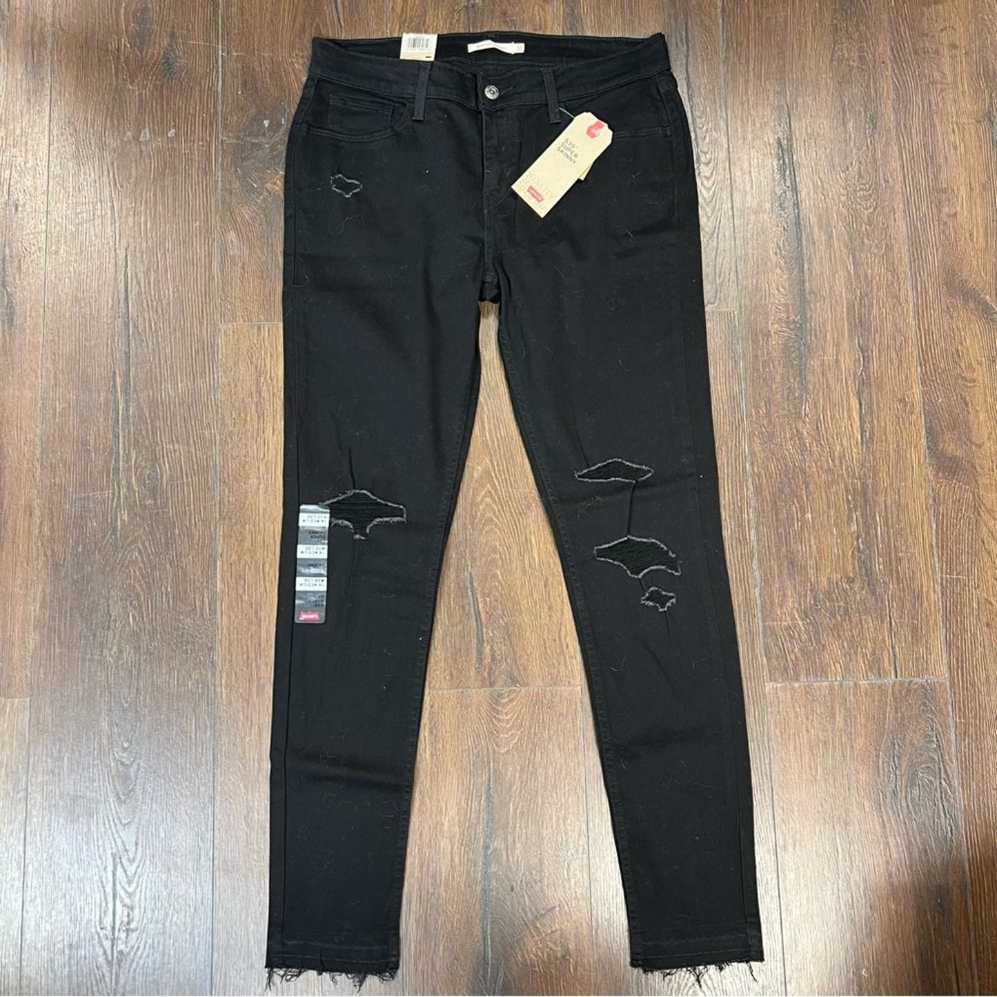 🆕 Levi 535 black distressed super skinny SZ 14/32