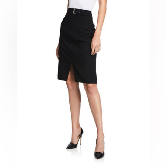 Elie Tahari Gracelyn Belted Crepe Pencil Skirt with Front Slit SZ 6