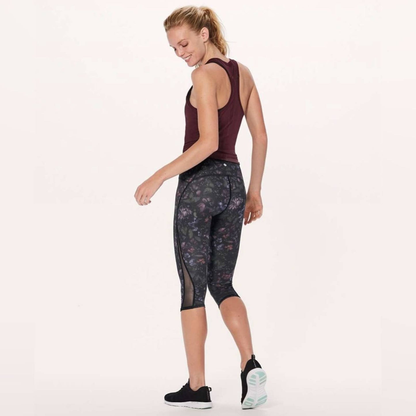 Lululemon Train Times Crop (17") Frozen Flourish Multi / Black SZ 8