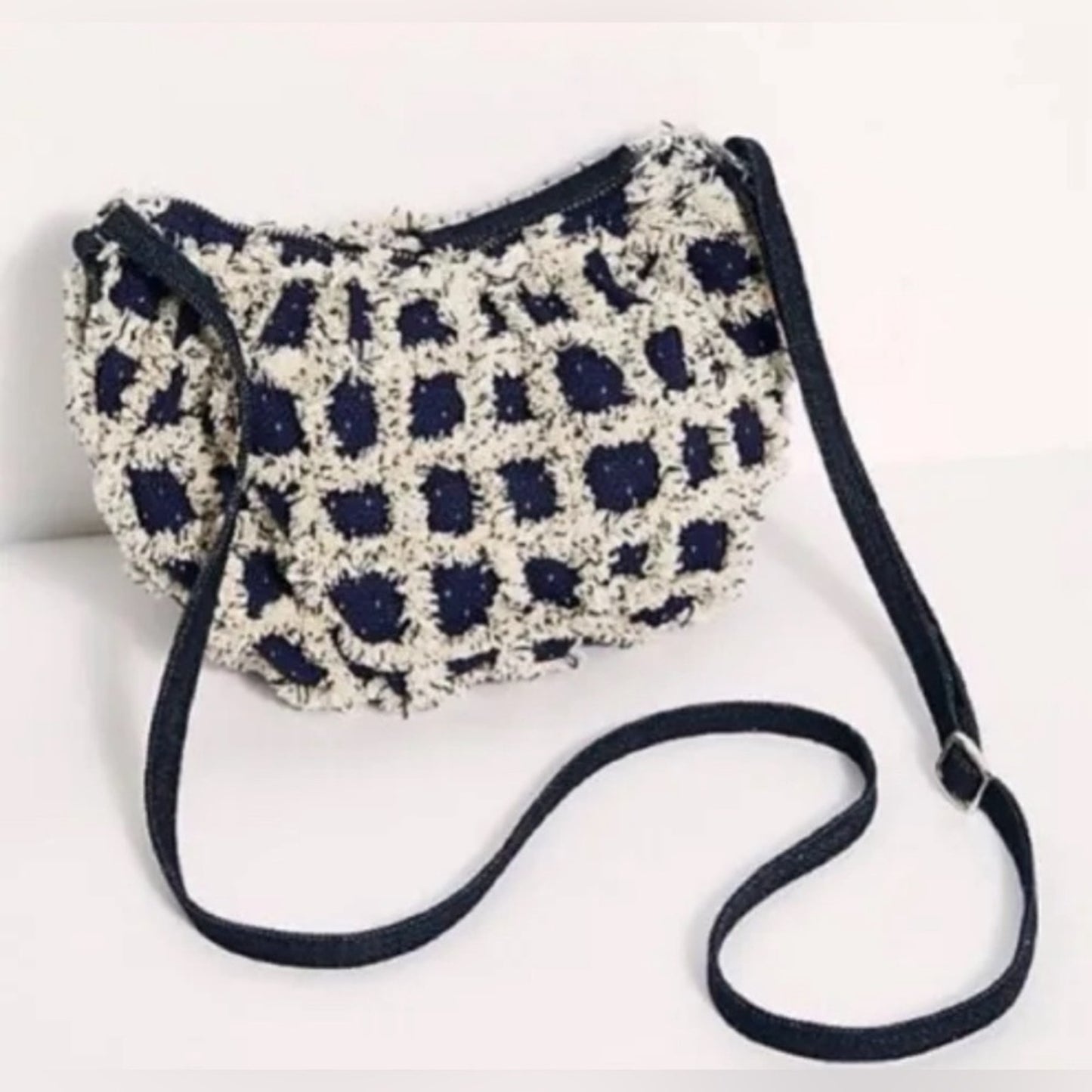 Free People Zamora Crossbody Bag Navy and Cream