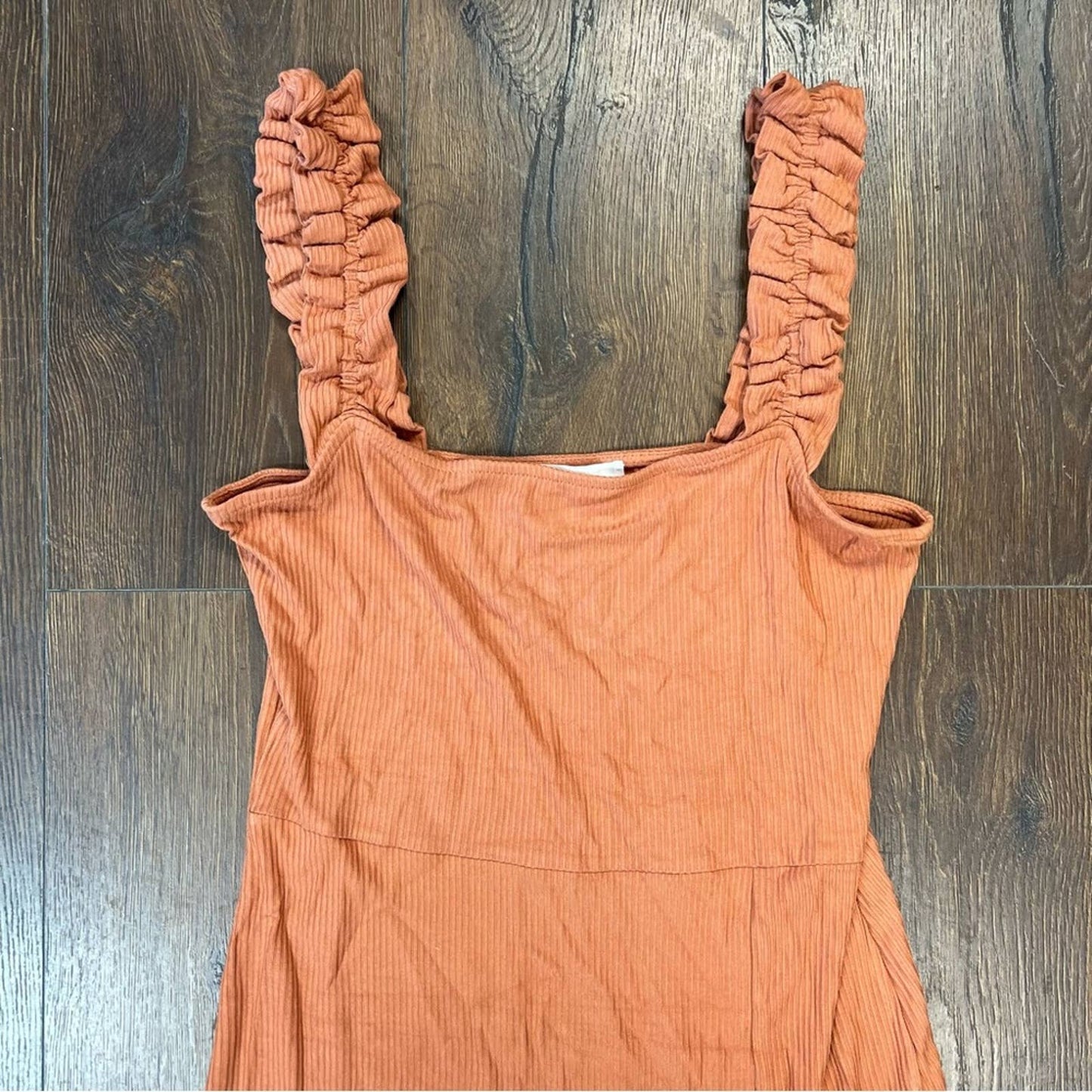 Sweet lemon rust ribbed midi dress SZ LG