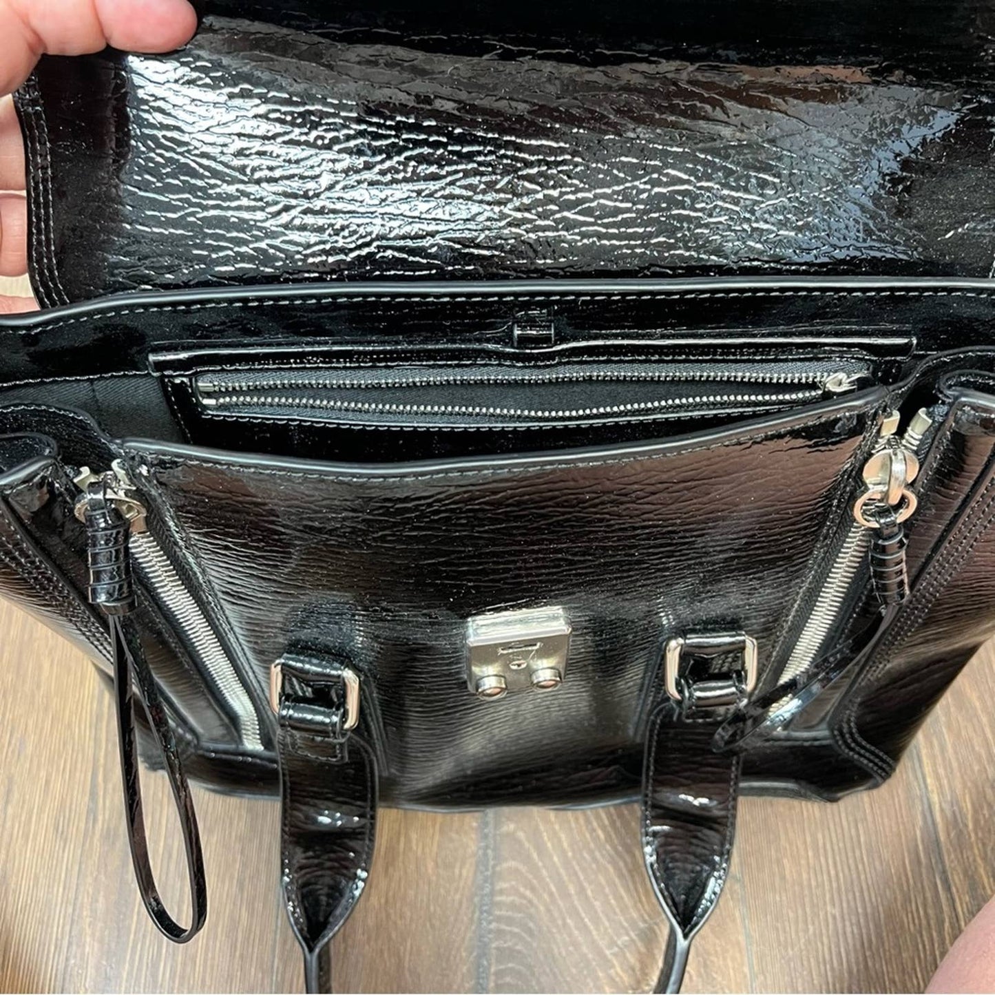 3.1 Phillip Lim Black Patent Leather Pashli Satchel