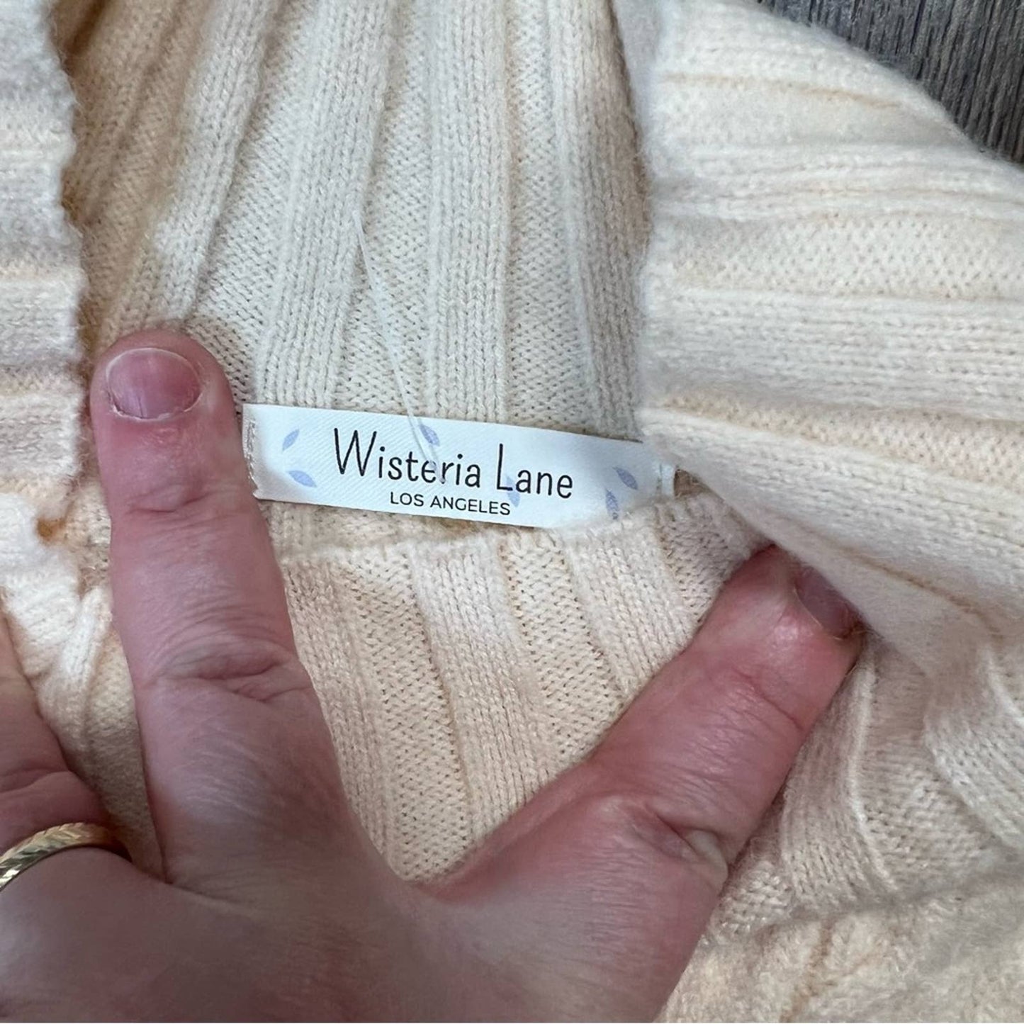 Wisteria Lane Cream Knit Sweater Dress SZ LG