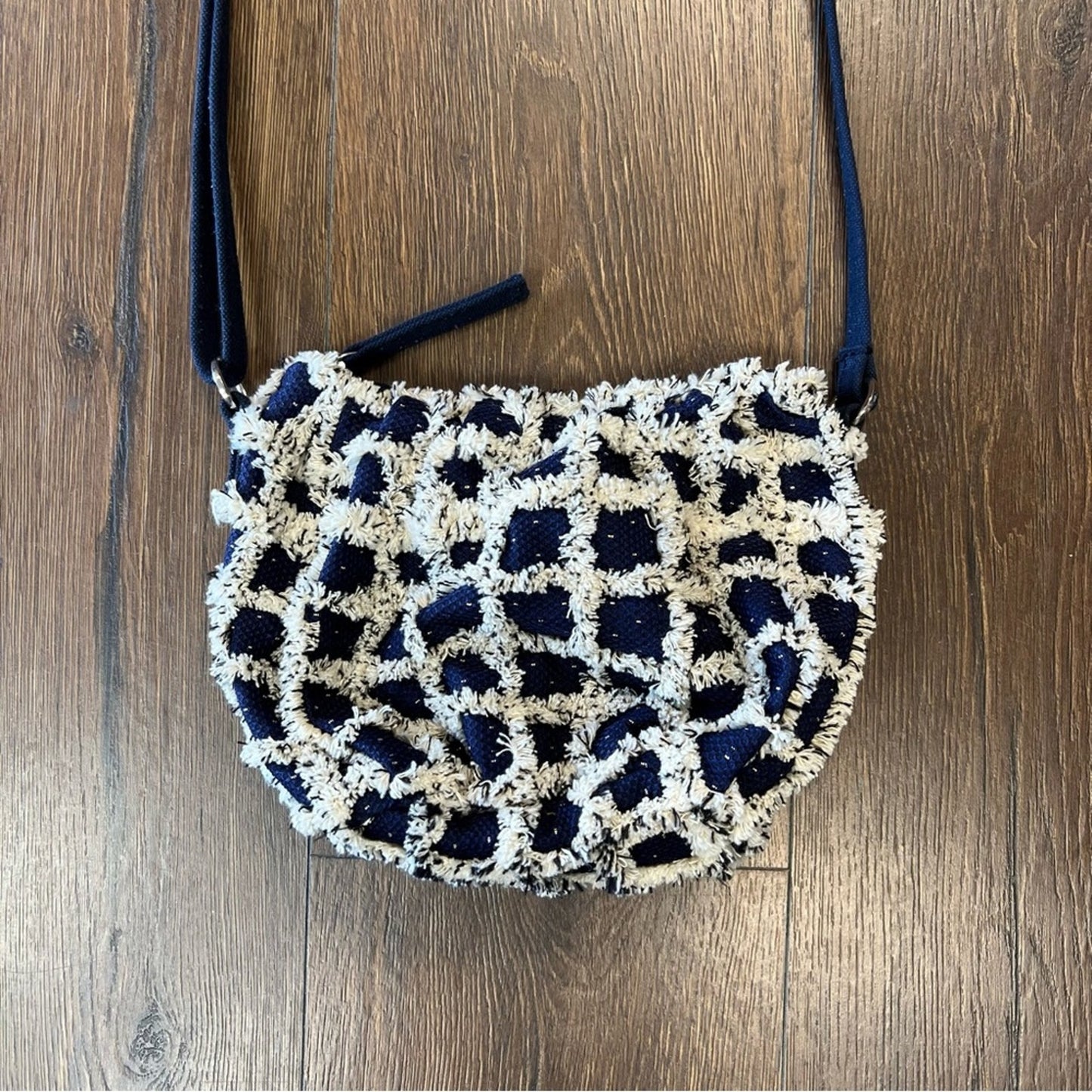 Free People Zamora Crossbody Bag Navy and Cream