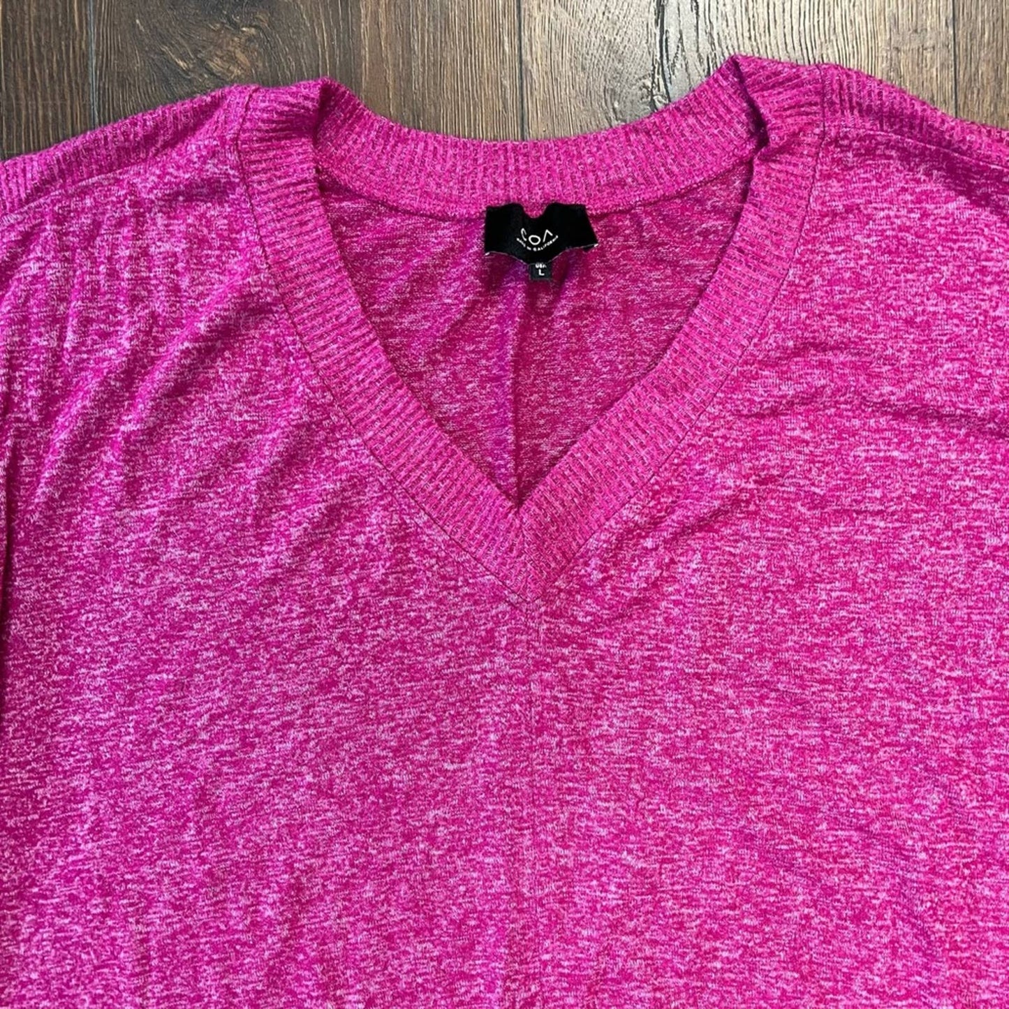 COA by Anthropologie Brushed-Fleece V-Neck Pullover sweater SZ LG