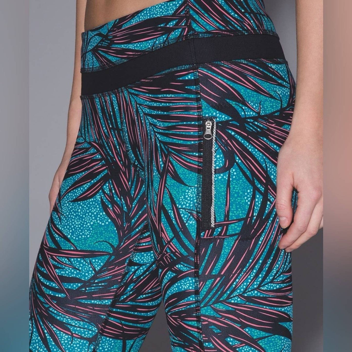 Lululemon Inspire Tight II Palm Lace Tofino Teal Multi SZ 8