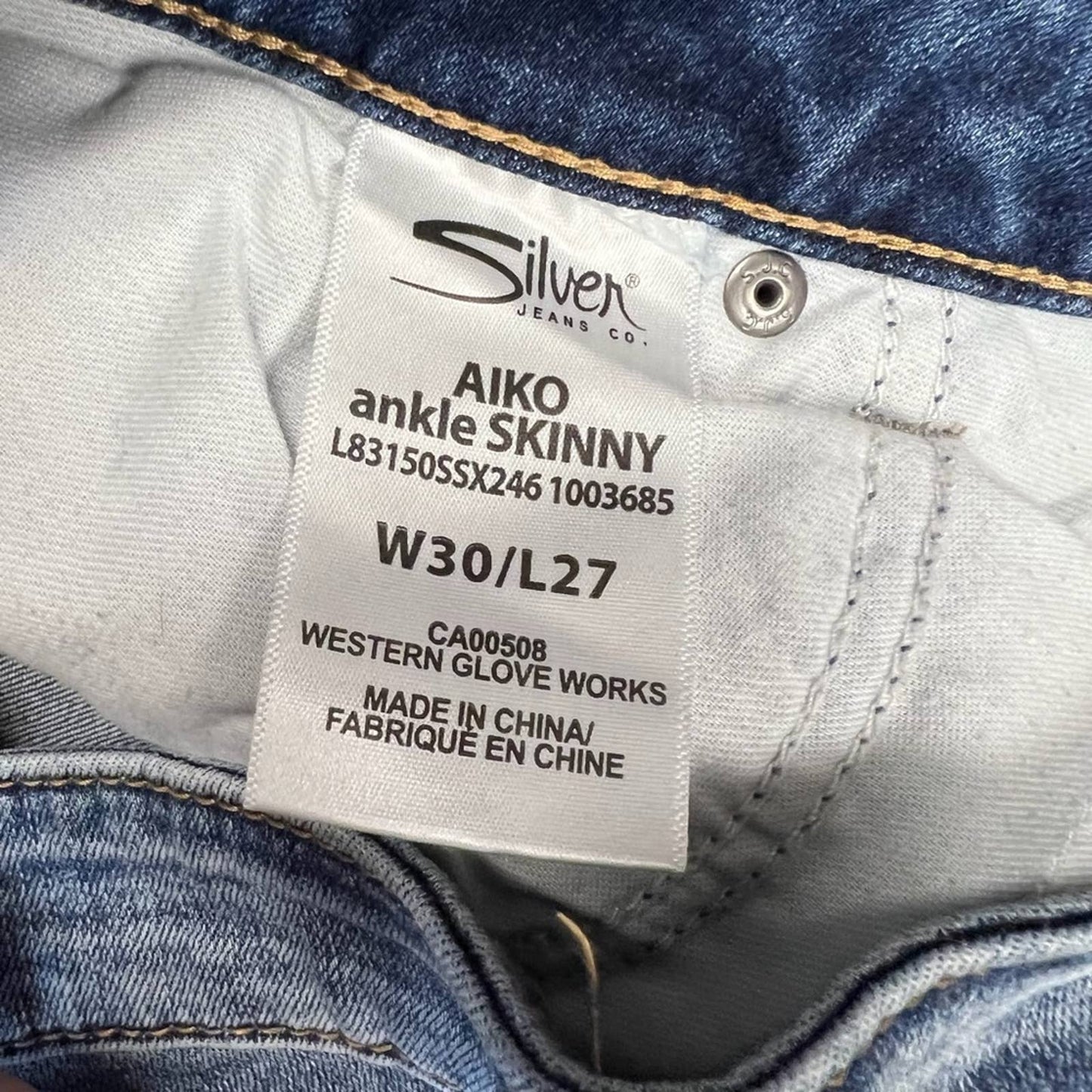 Silver Jean Aiko ankle skinny jeans SZ 30/10