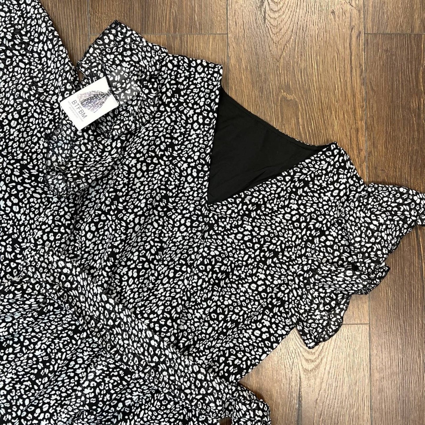 🆕 BTFBM Women Summer Bohemian
Floral Casual Wrap V Neck Ruffle SZ SM