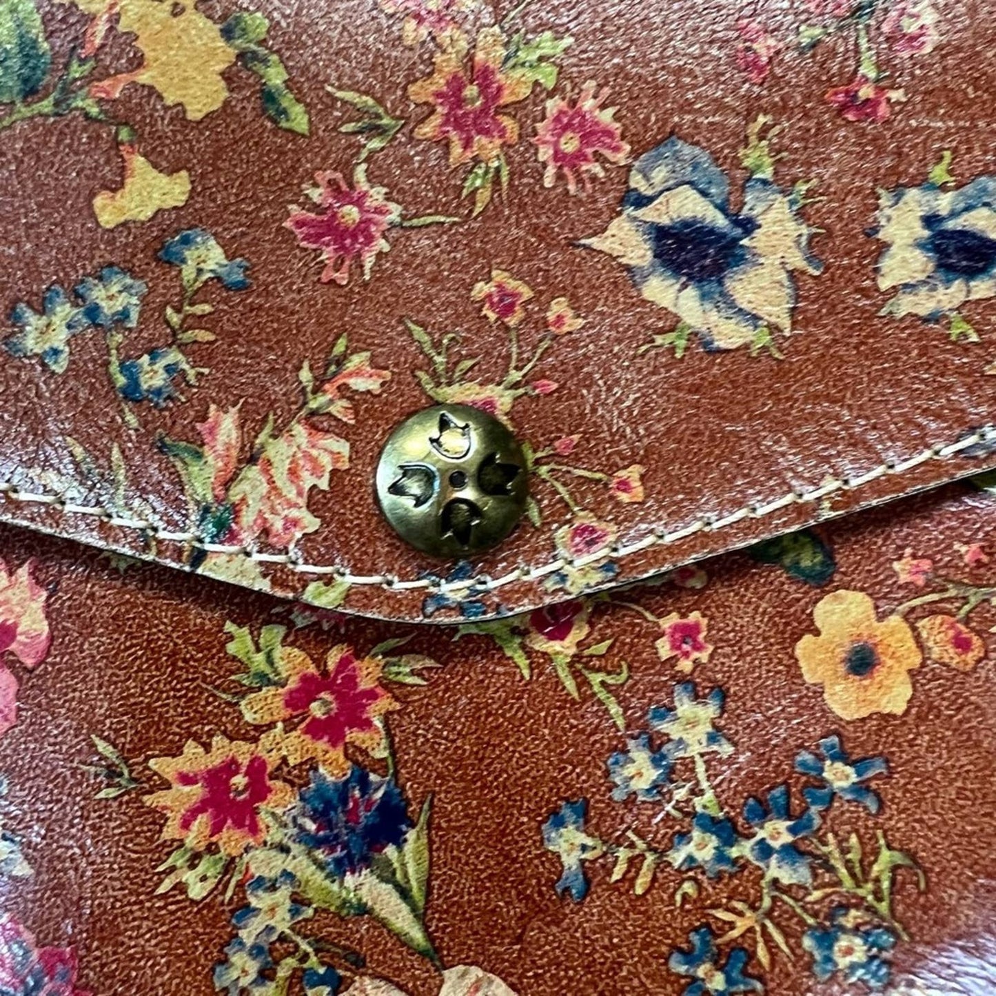 Patricia Nash Prairie Rose Floral Leather Envelope Clutch