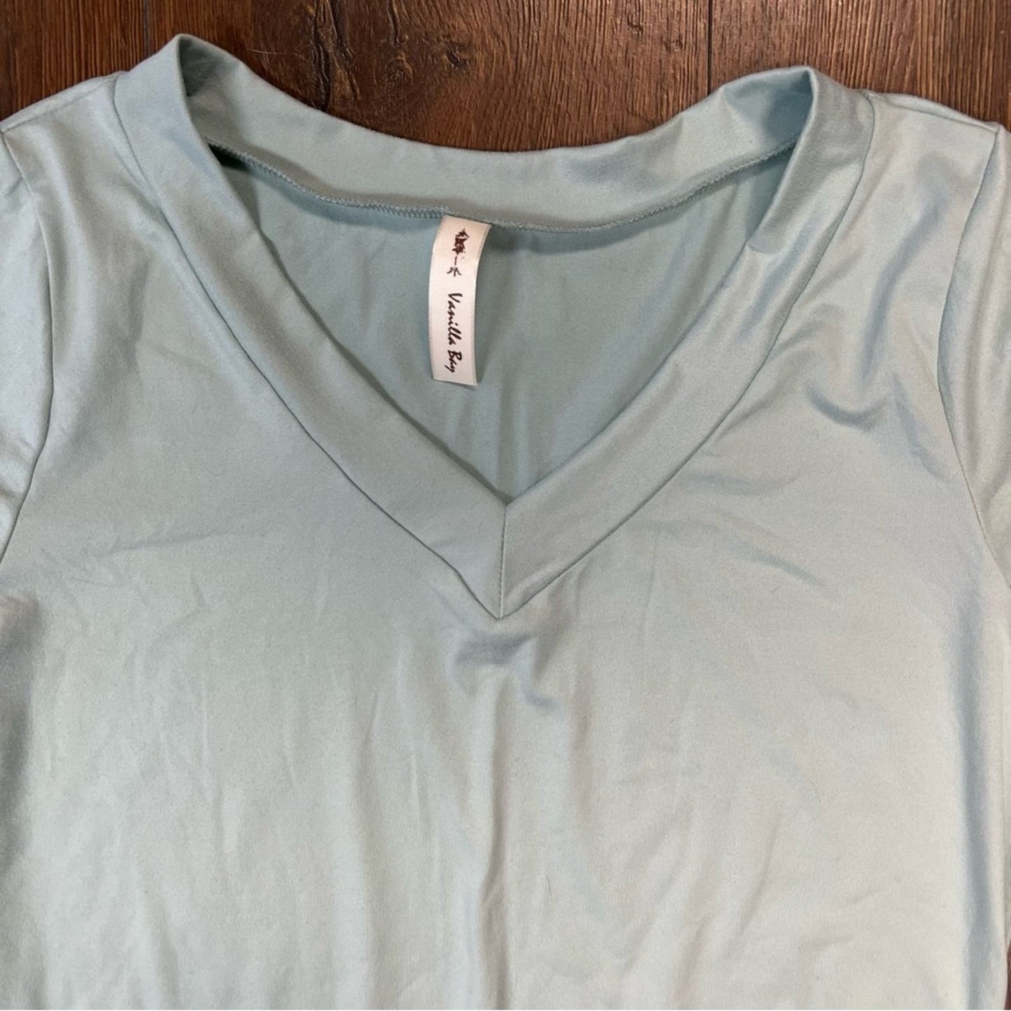 Vanilla bay teal v neck bodysuit SZ LG