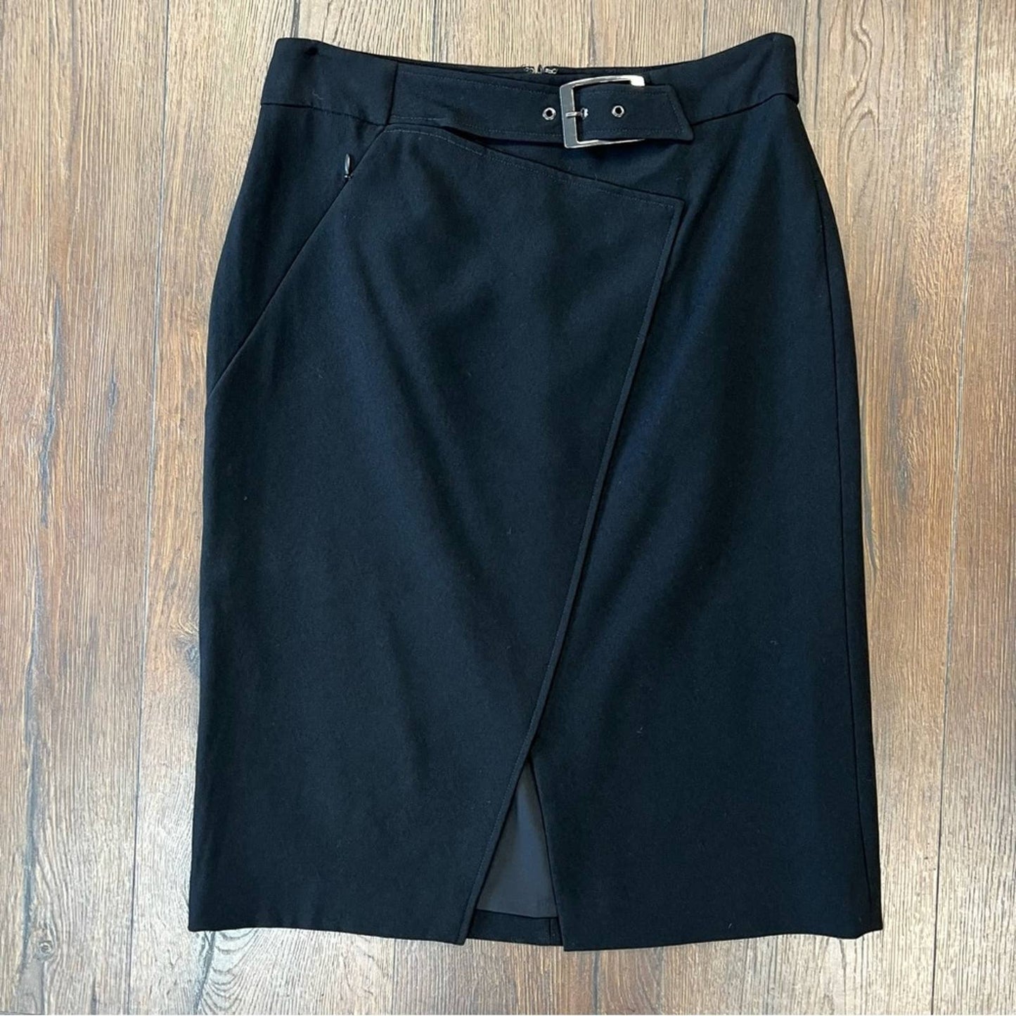 Elie Tahari Gracelyn Belted Crepe Pencil Skirt with Front Slit SZ 6