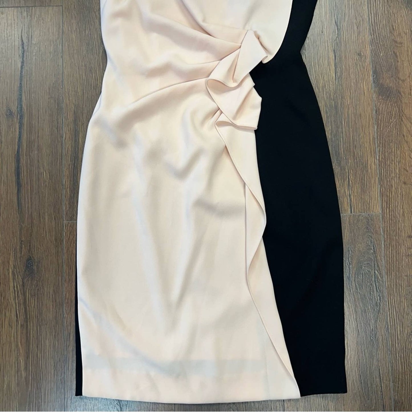Antonio Melani pink and black ruffle front dress SZ 6