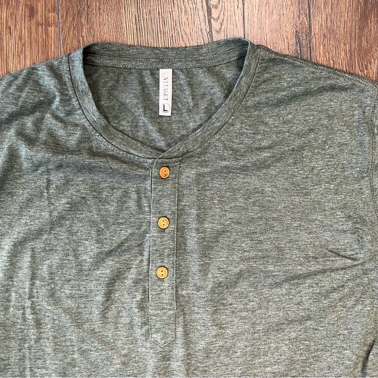 Nitagut green short sleeve Henley SZ LG