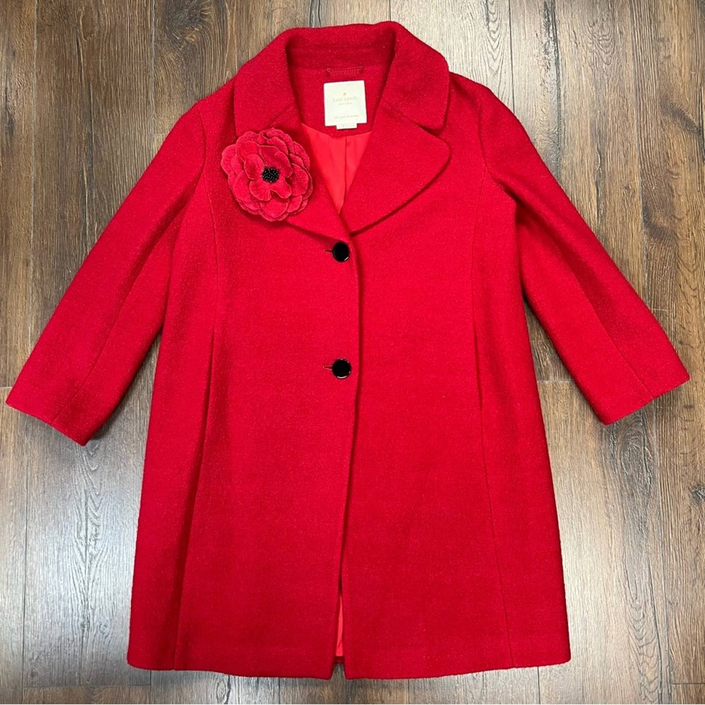 Kate spade ooh la la red Wool boucle poppy dress coat, fashion week 2017 SZ 4