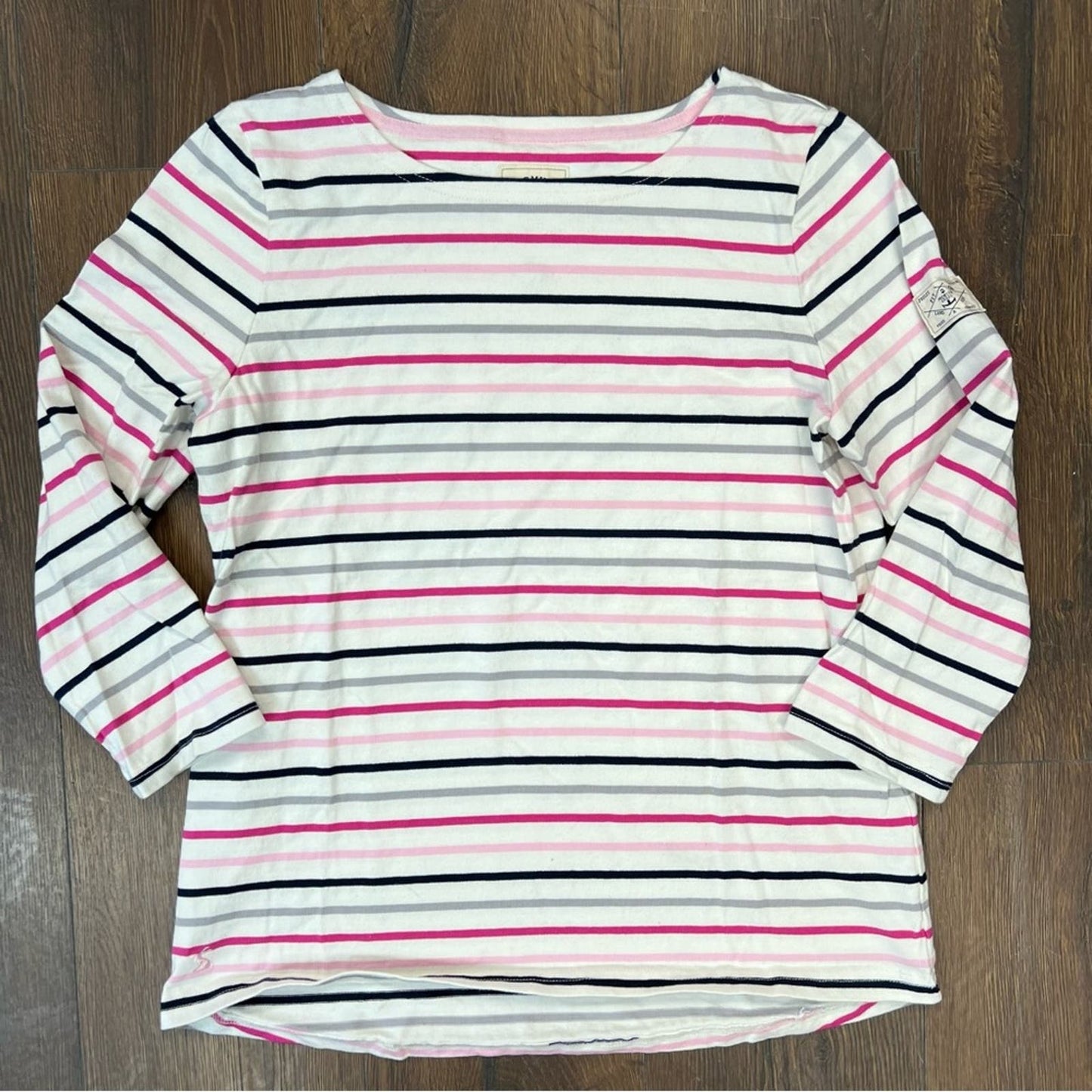 Joules Striped Harbour Top with 3/4 Sleeve SZ 10