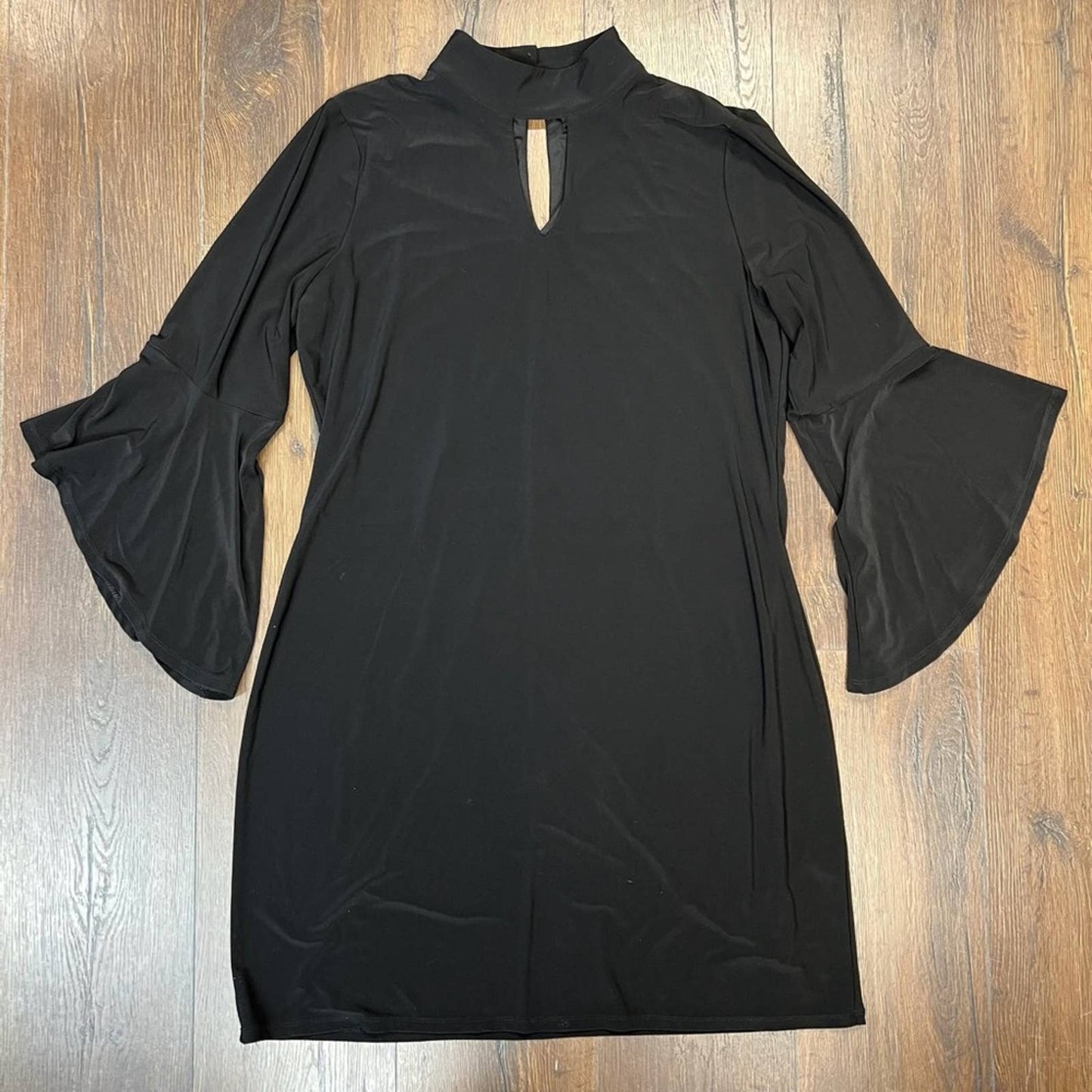 White House black market Mock-Neck Black Knit Shift Dress SZ XL
