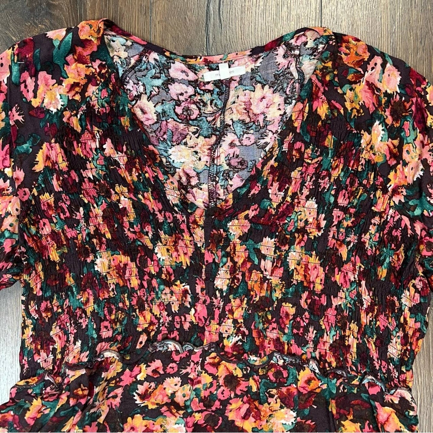 Maurices Floral Smocked Tunic Blouse SZ 0X