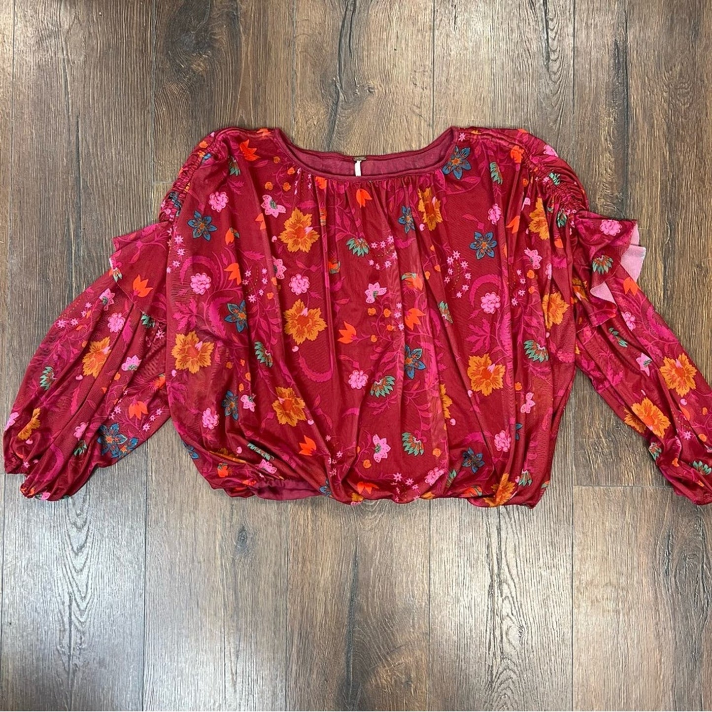 Free People Wildflower Honey Floral Blouse SZ SM