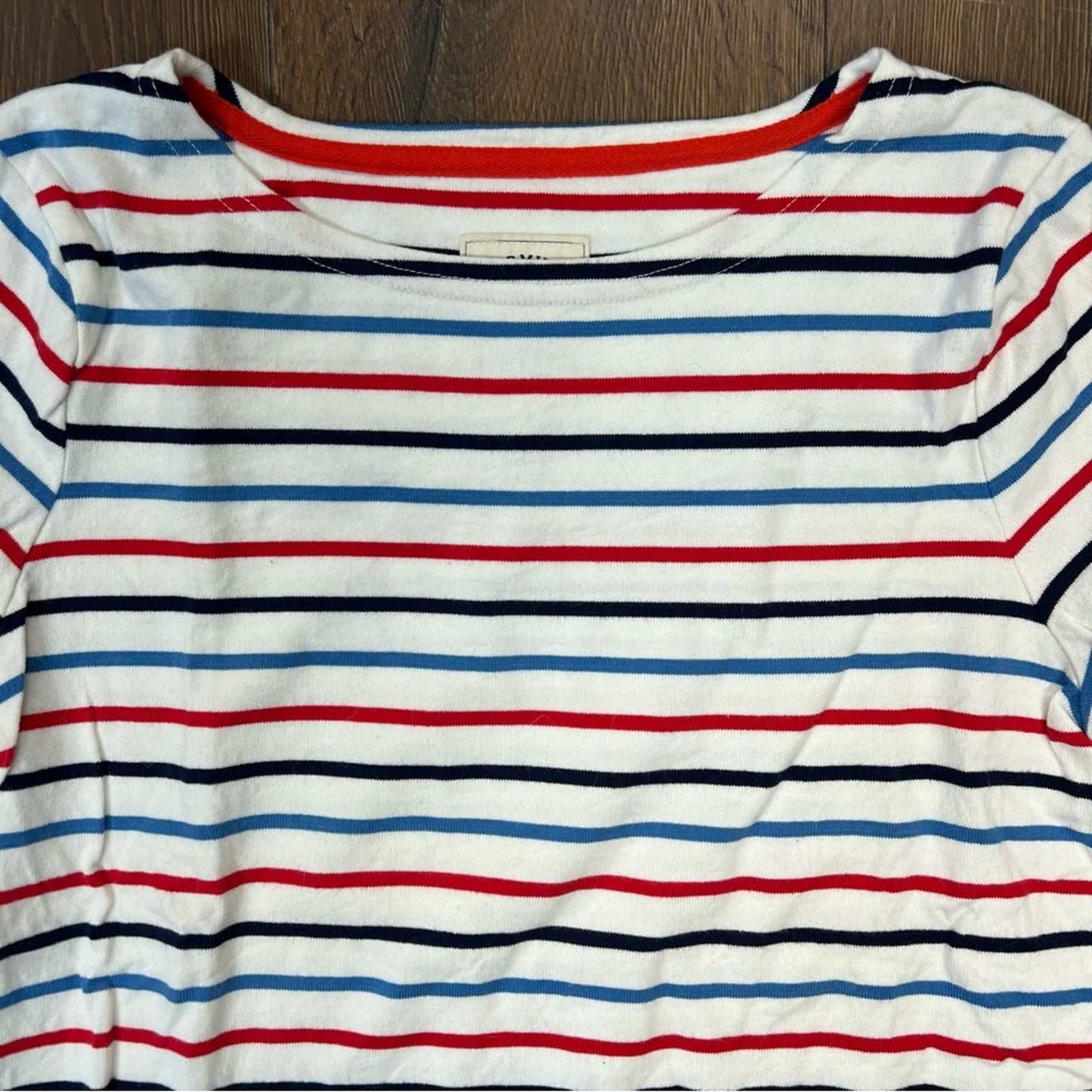 Joules Harbour Long Sleeve Jersey Top Cream Navy Red Blue SZ 8