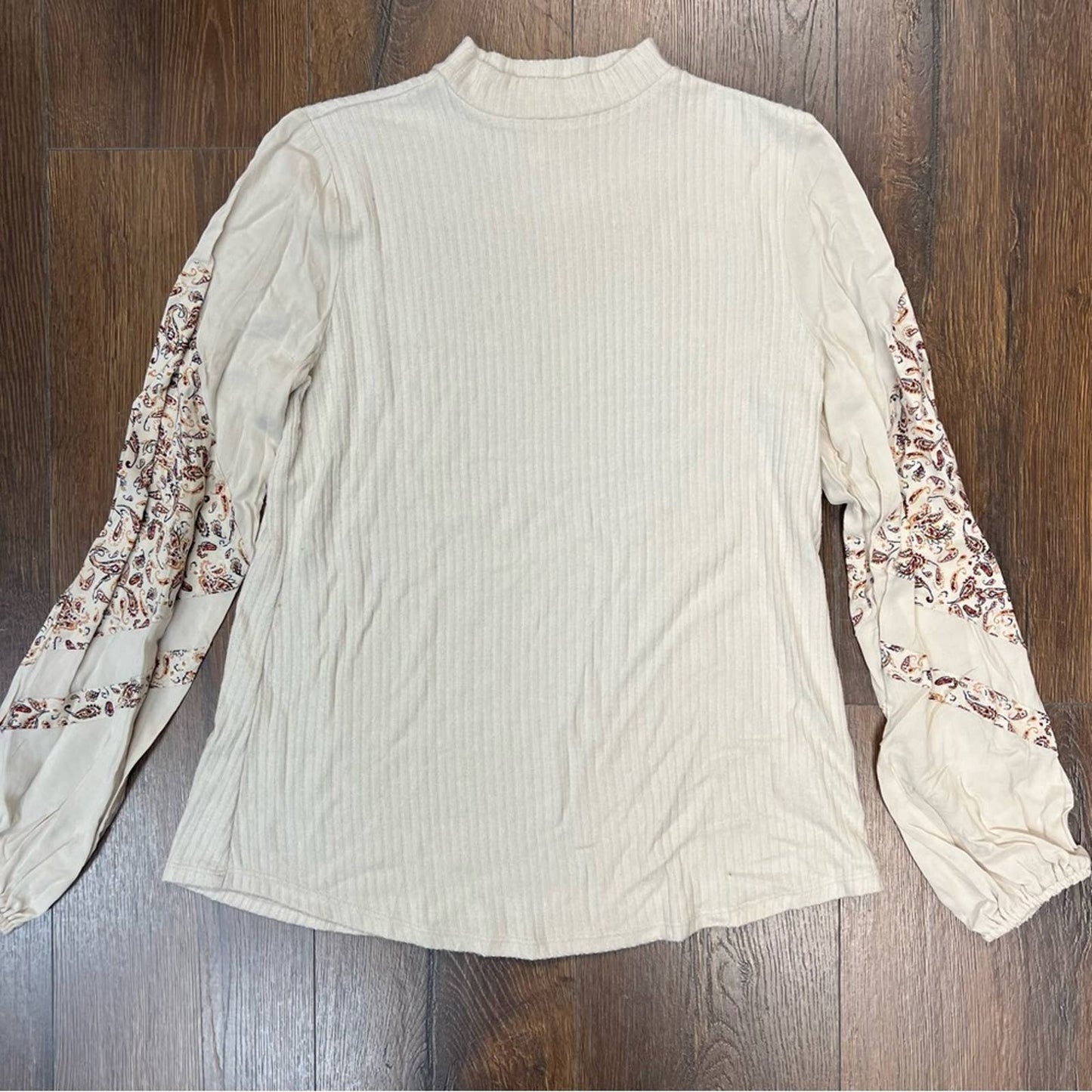 Maurice’s Paisley Sleeve Mock Neck Blouse SZ XS