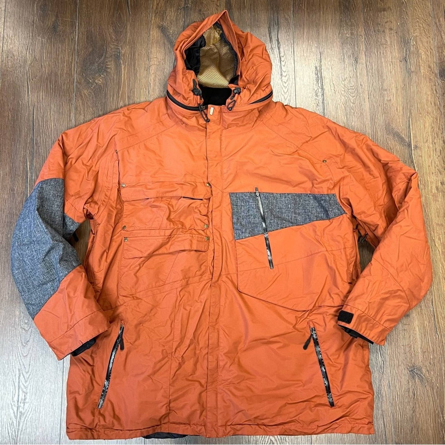 Mens Obermeyer Orange/Gray Long Sleeve Nylon DuPont Comformax ski coat SZ 2X