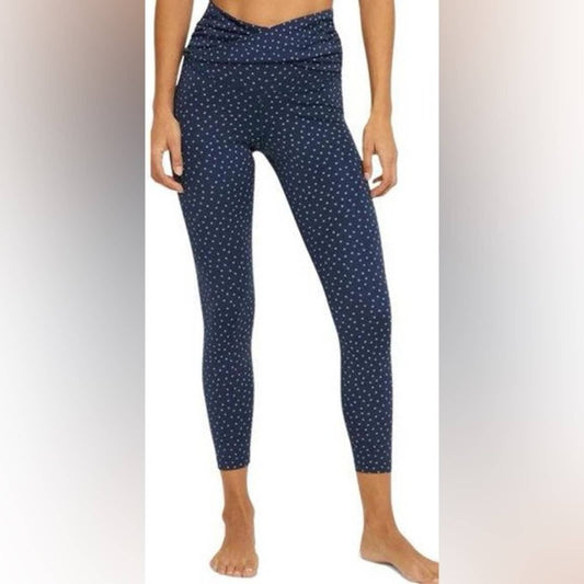 🆕 Nike Dri-fit Blue Yoga Polka Dots Printed Twist 7/8 Tight Leggings SZ XS