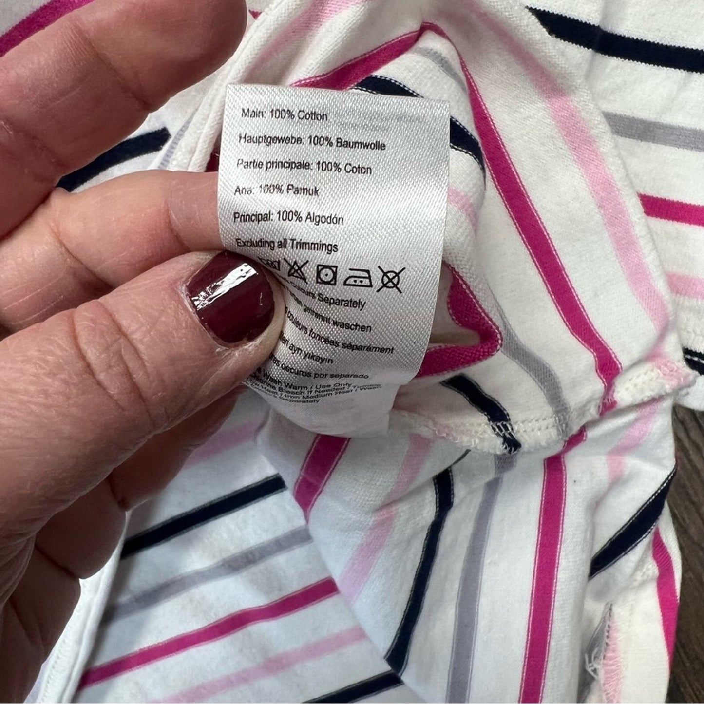 Joules Striped Harbour Top with 3/4 Sleeve SZ 10