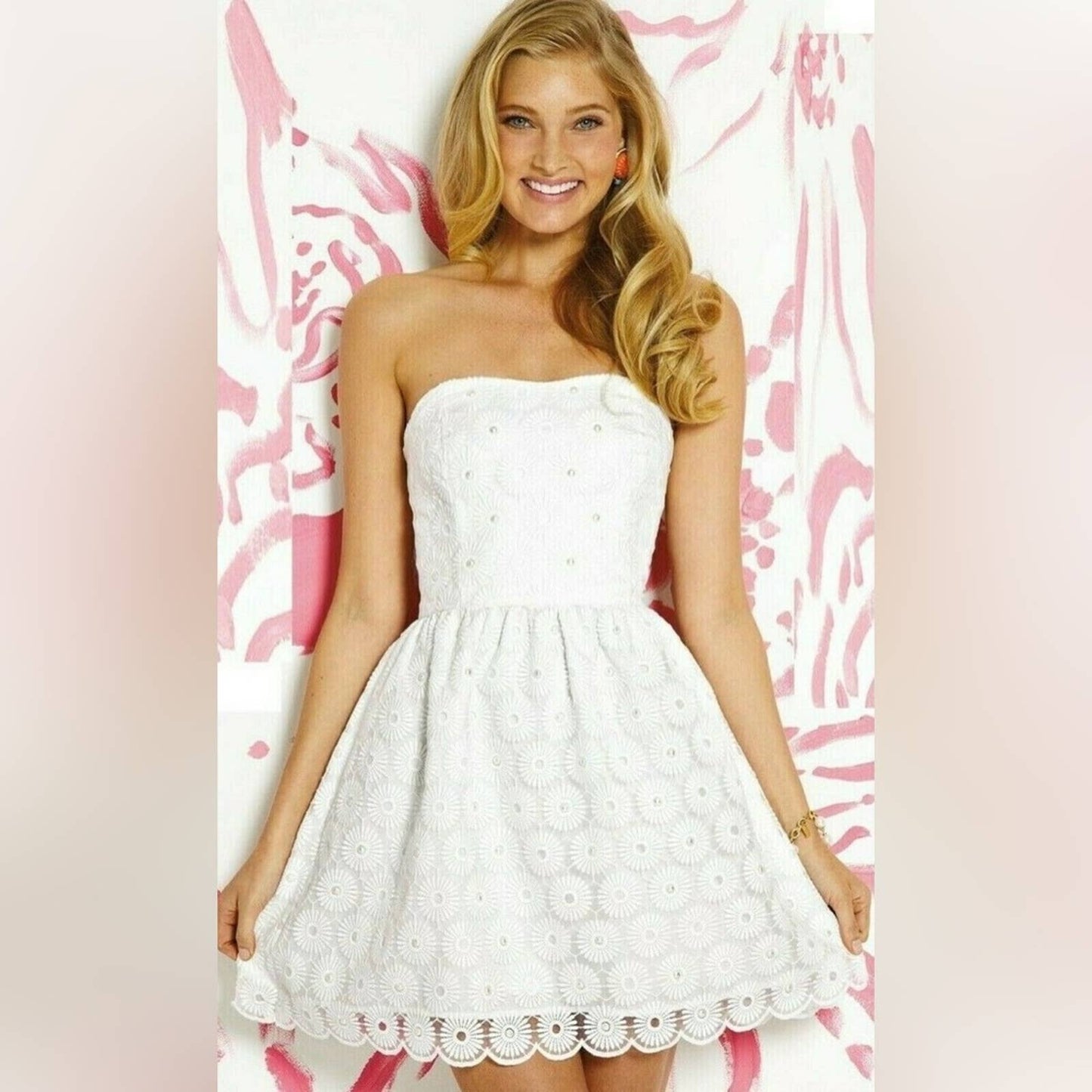 🆕 Lilly Pulitzer Payton Resort White, Pinwheel Organza Dress SZ 8