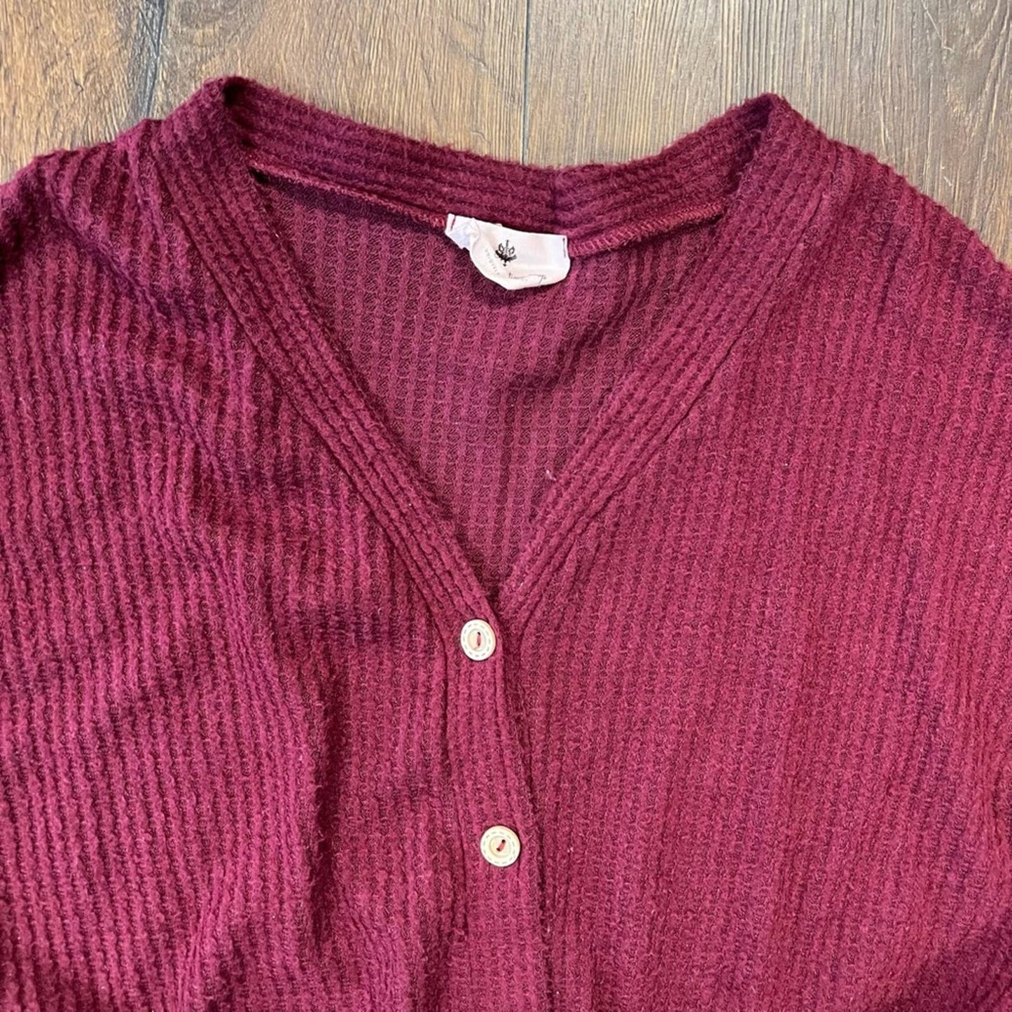 Betsey’s waffle knit front tie top SZ SM