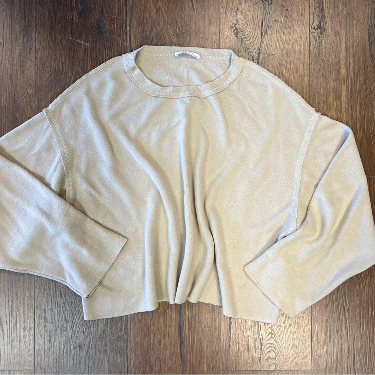 ZARA tan oversized crop top SZ LG