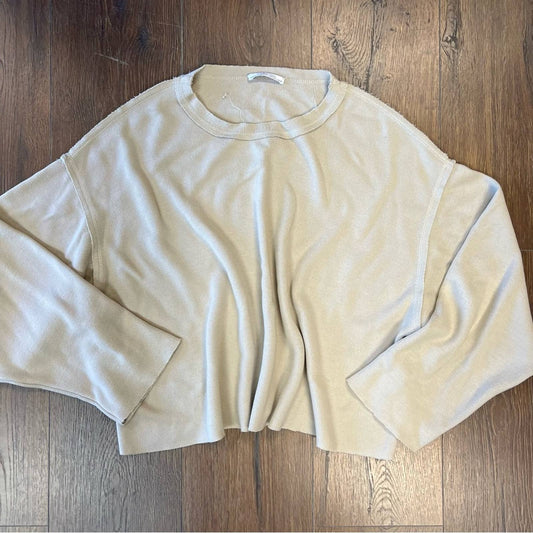 ZARA tan oversized crop top SZ LG