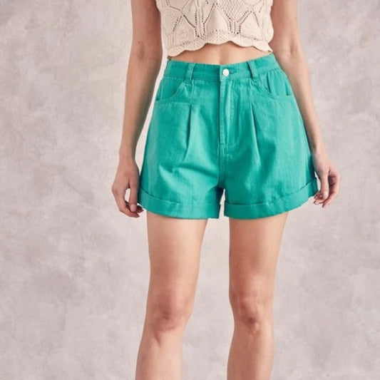 NWT Idem Ditto SPRING GREEN DENIM SHORTS SZ LG